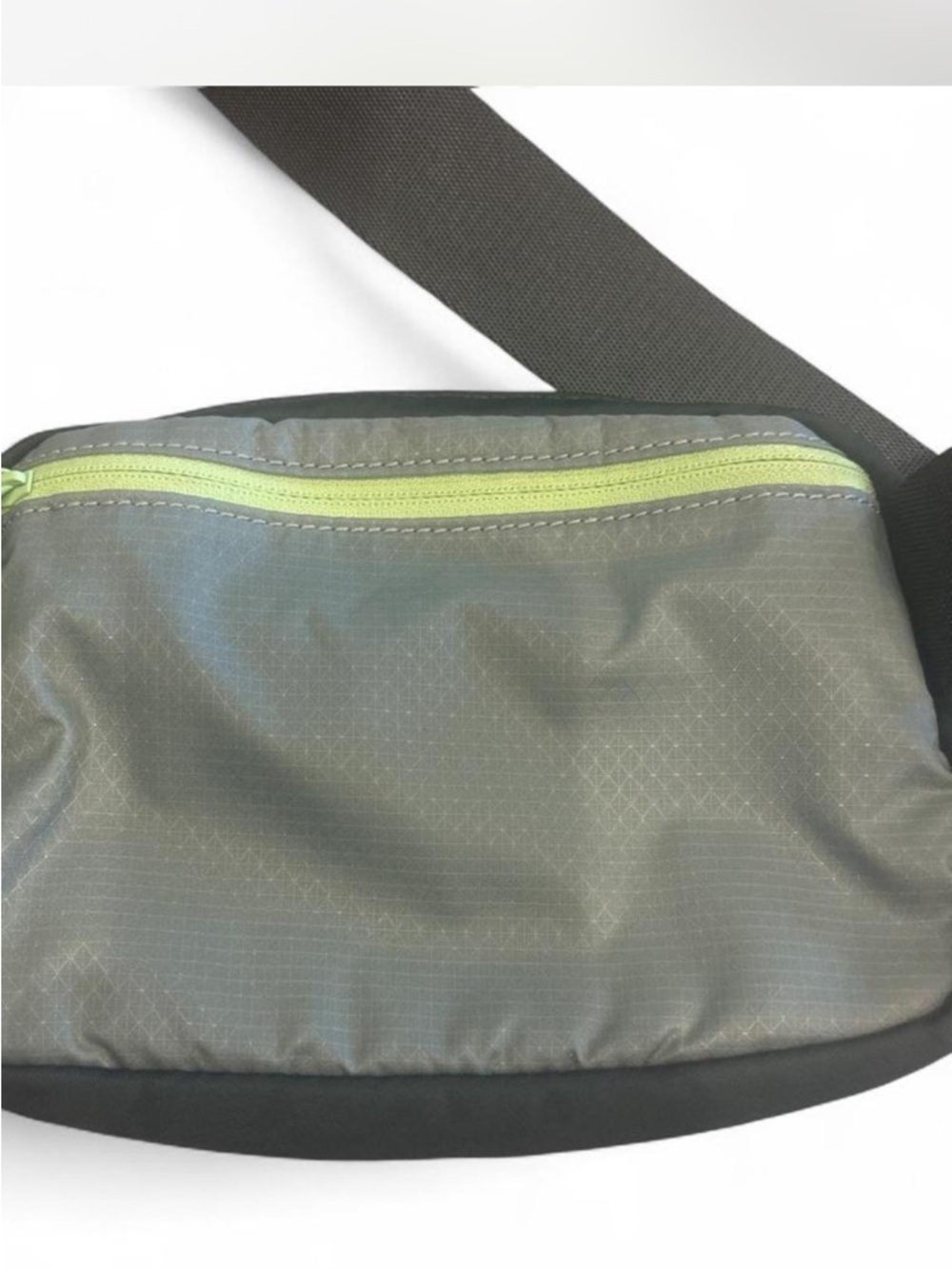 Women’s Crossbody Sling Bag in Olive Green with Lime Zipper